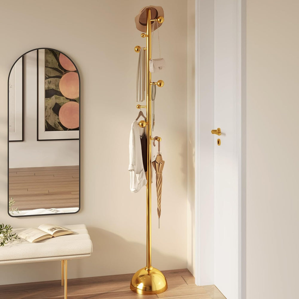 Metal Freestanding Coat Tree with 8 Hooks, Sturdy Coat Rack Stand with Sturdy...