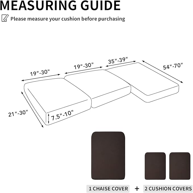 Easy-Going Stretch 3 Pieces Couch Cushion Covers