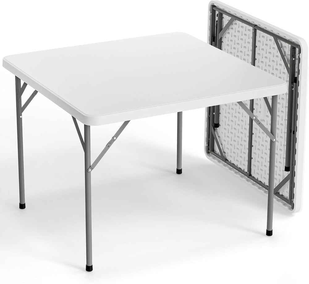 VINGLI White Card Square Table, 38 inch Foldable Legs Full Table Top, Easy to...