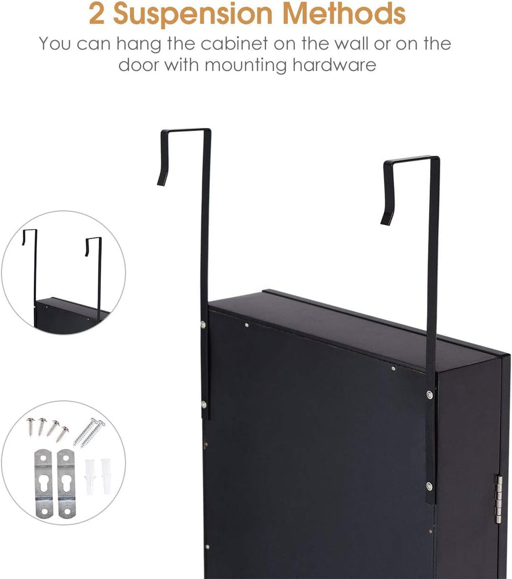 AUGESTER Door/Wall-Mounted Jewelry Cabinet, Jewelry Organizer w/ Full-Length ...