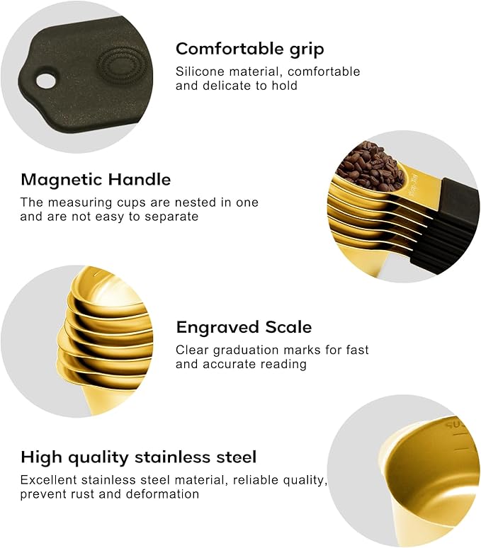 Magnetic Measuring Cups and Spoons Set, Including 7 Stainless Steel Nesting