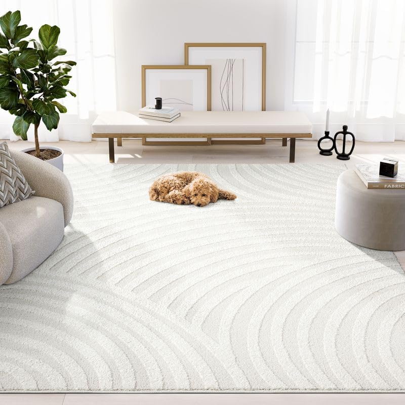 Abani Nomad Cream Tone-on-Tone Area Rug 6' x 9' for Living Room, Bedr...