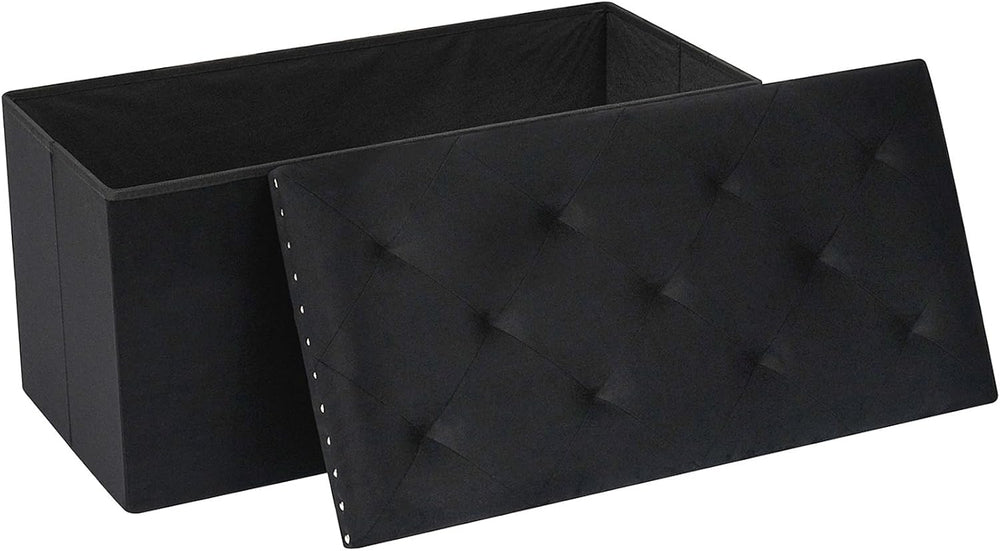 PINPLUS Folding Storage Ottoman Bench, Black Velvet | Compact Storage Chest w...