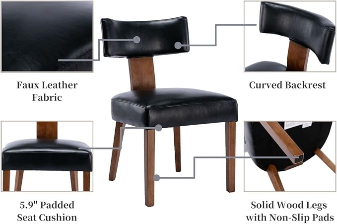 Set of 4 PU Leather Upholstered Side Chairs, Modern Kitchen Armless Parson Ch...