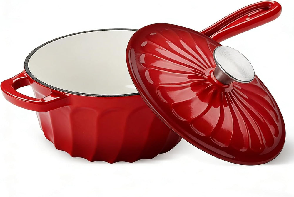 Enameled Cast Iron Sauce Pan, 2 Quart Enameled Saucepan