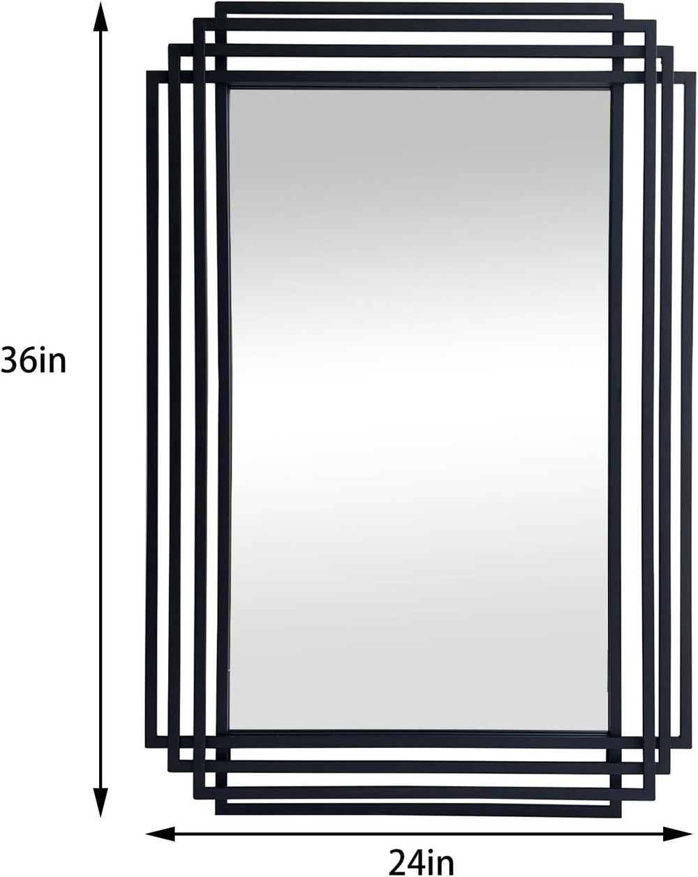36"x24" Rectangle Decorative Mirror with Black Geometric Frame