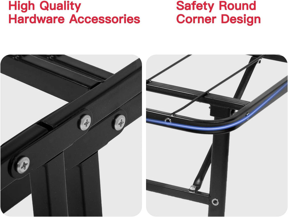 FDW | Foldable Full Size Bed Frame | Metal | Heavy Duty Steel Slats