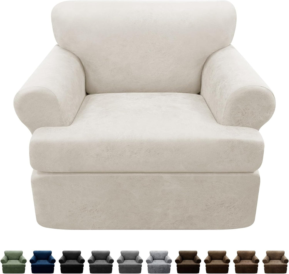 2-Pieces T Cushion Armchair Slipcovers Leather Look Couch Cover Chair Covers ...