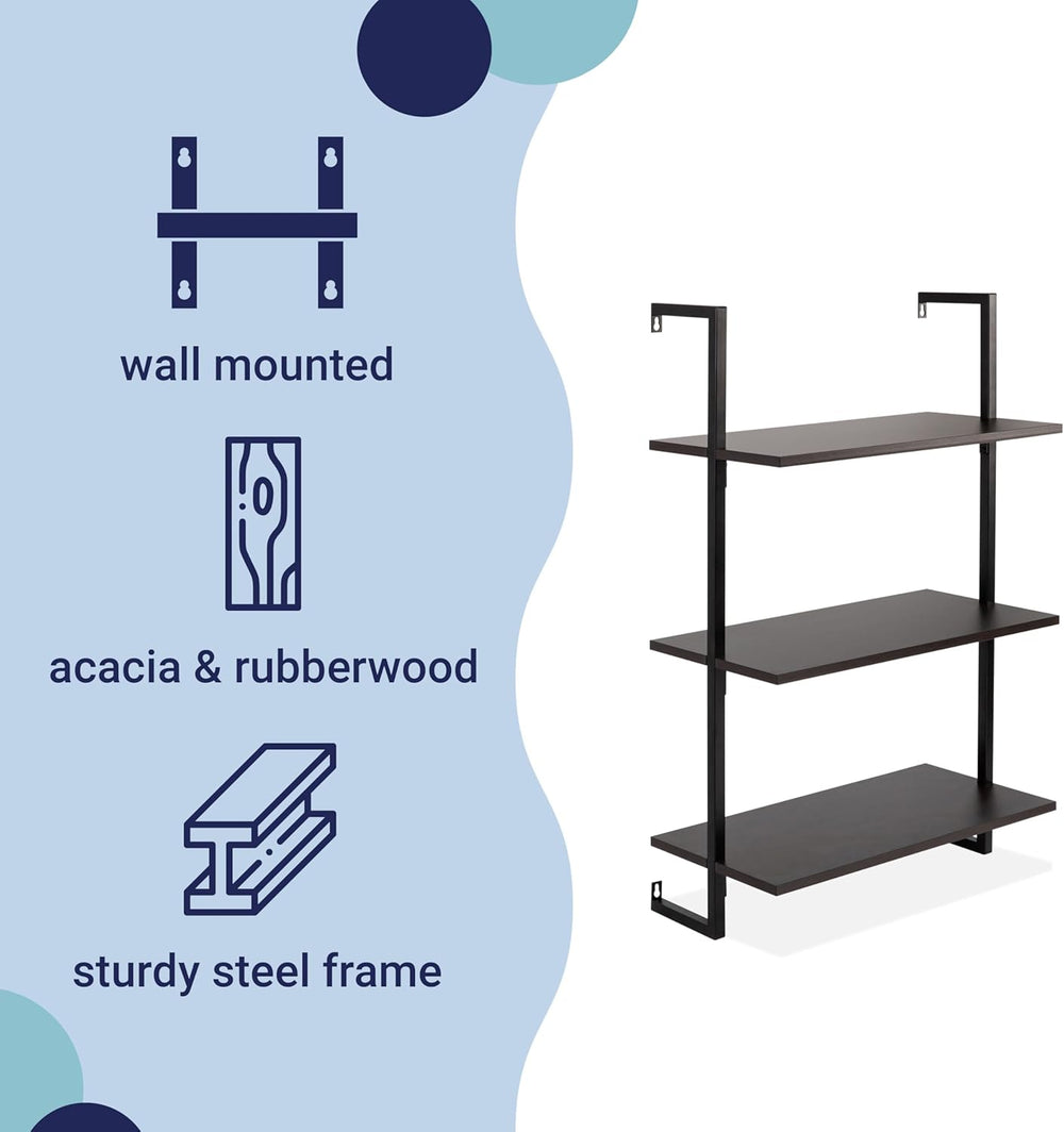 happimess MSH1000A Madera 40.55" Classic Industrial 3-Shelf Wood Wall-Mo...