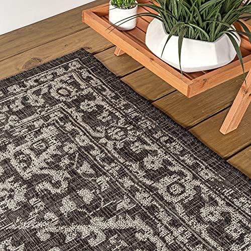 JONATHAN Y Boho Medallion Indoor Outdoor Area Rug 4X6 Black/Gray, Malta Textu...