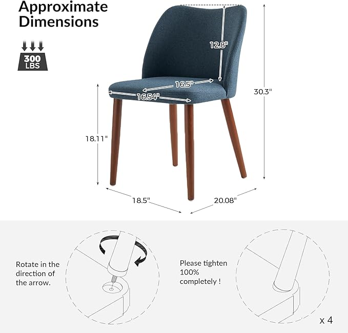 Dining Chairs Set of 6, Upholstered Kitchen Dining Room Chair Set Morden Acce...