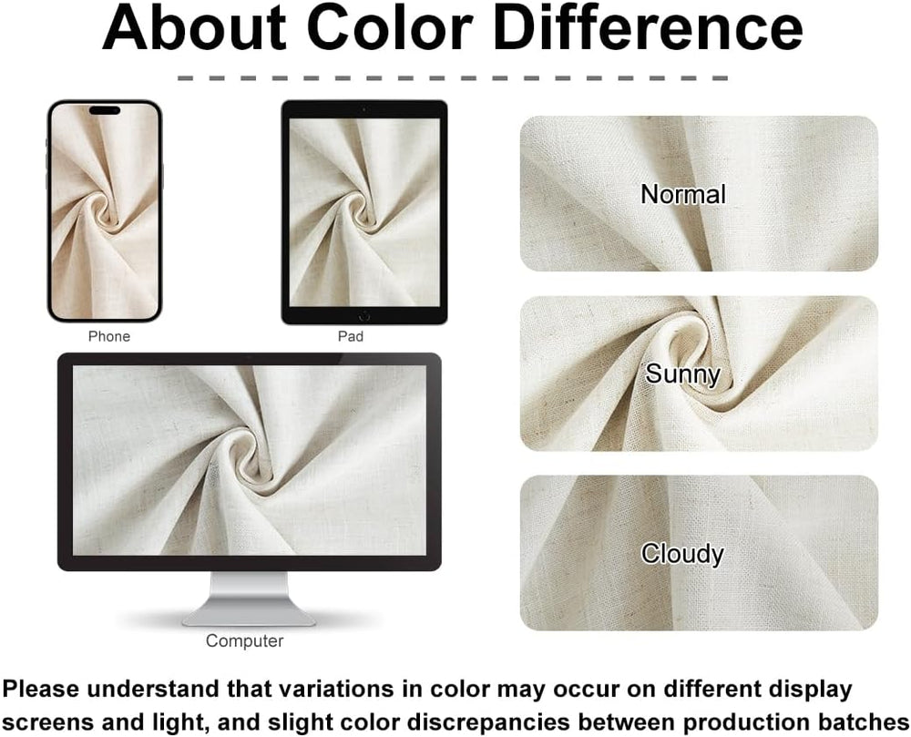 Vision Home Natural Pinch Pleated Full Blackout Curtains Linen Blended Room D...