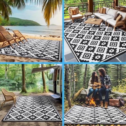 Shilucheng 8x10 ft Outdoor Rug for Patio, Modern Waterproof Area Rug