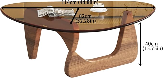 EASYSOUL Modern Glass Coffee Table, 44.88" D x 32.28" W x 15.75&quo...