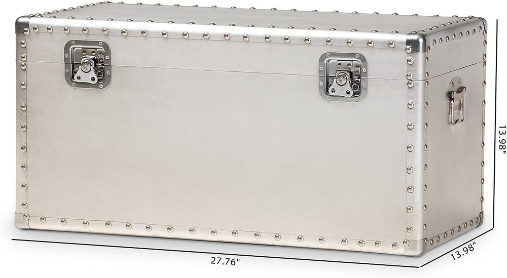 Baxton Studio Serge 13.98-inch High Storage Trunk, Silver