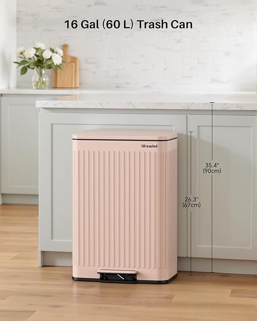 Lovewind 60 Liter/ 16 Gallon Stainless Steel Trash Can