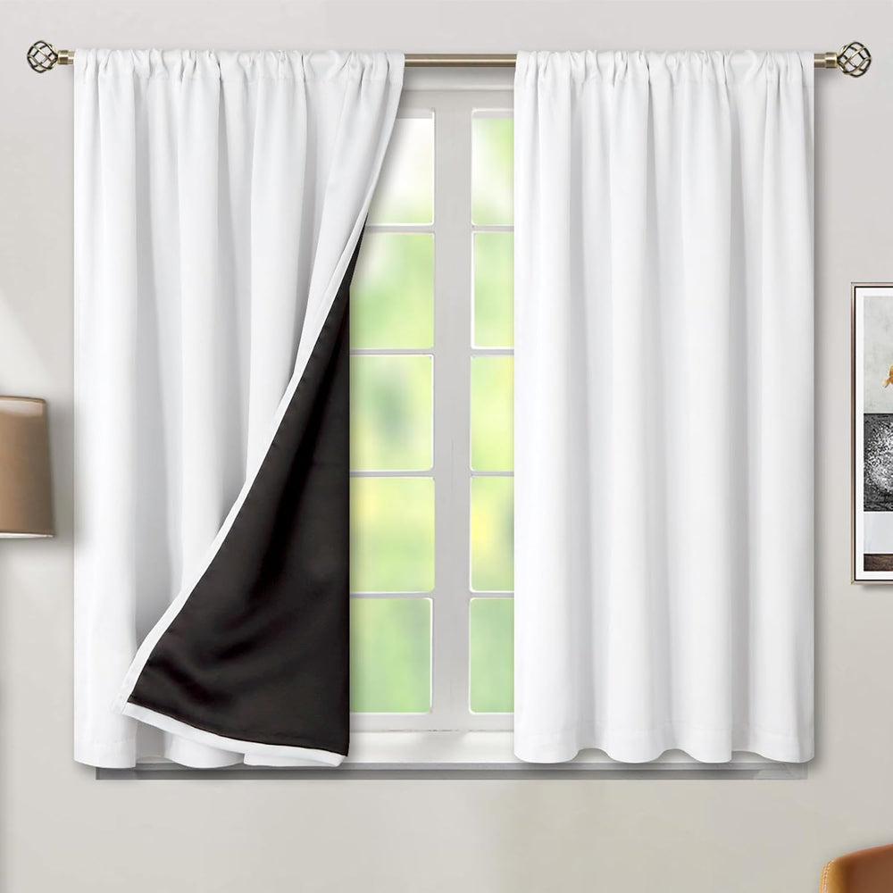 BGment White Blackout Curtains for Bedroom 45 Inch Long 2 Panels