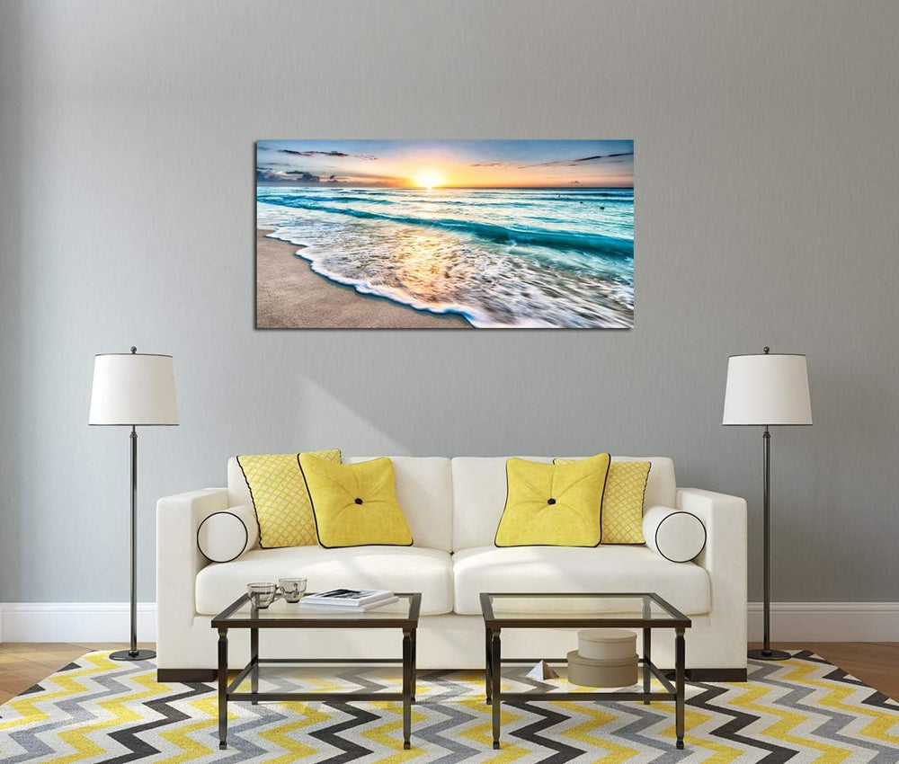 Baisuart S02250 Canvas Prints Wall Art Beach Sunset Ocean Waves Nature Pictur...