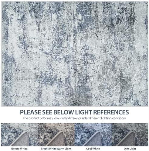 5x7 Area Rugs for Living Room Washable Bedroom Dining Room Blue Grey