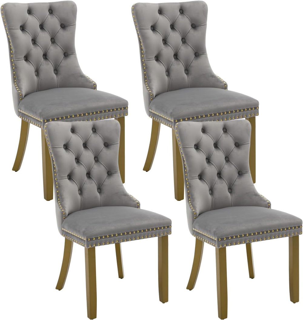 Velvet Dining Chairs Set of 4, Kitchen & Dining Room Chairs, Upholstered ...