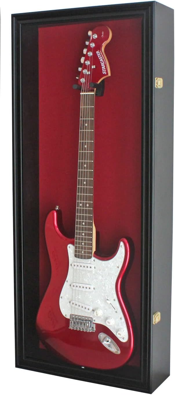 DisplayGifts 42" Electric Guitar Display Case Cabinet Shadow Box with Gu...
