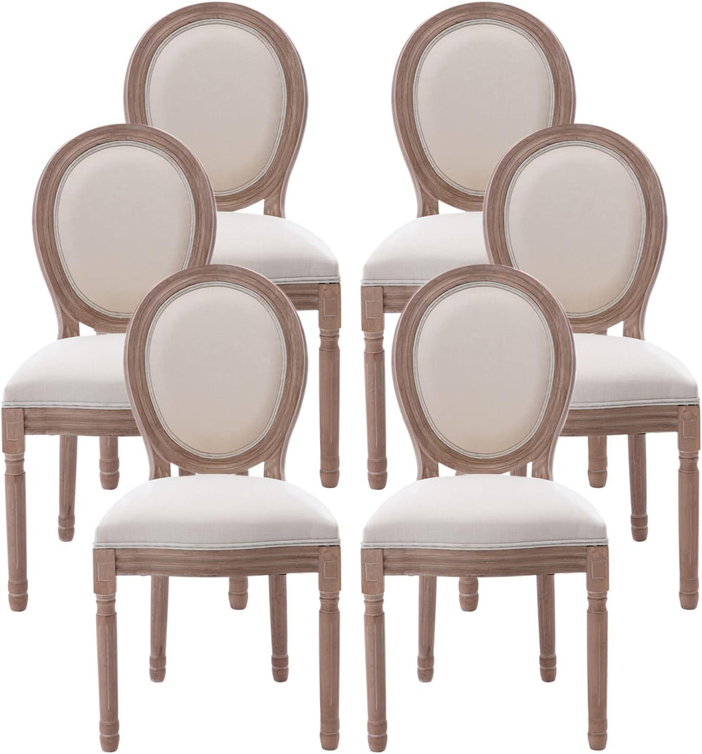 Nrizc French Dining Chairs Set of 6, French Country Dining Chair, Vintage Far...