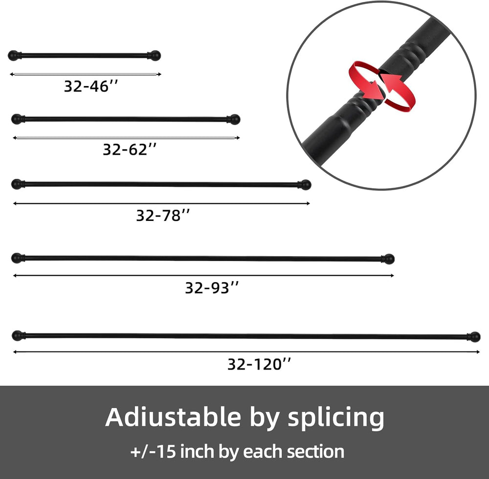 GXOACKJ 2 Pack Black Curtain Rods for windows 28 to 78 inch, 5/8 inch Splicin...