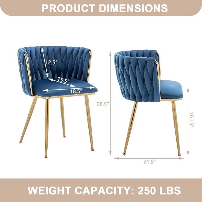 Kiztir Velvet Dining Chairs Set of 4, Modern Dining Chair with Gold Metal Leg...
