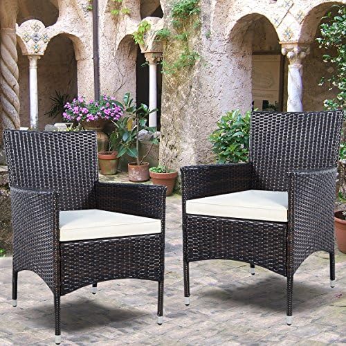 Tangkula 2 Pcs Patio Armchair Rattan Single Chair Set Outdoor Modern Wicker R...
