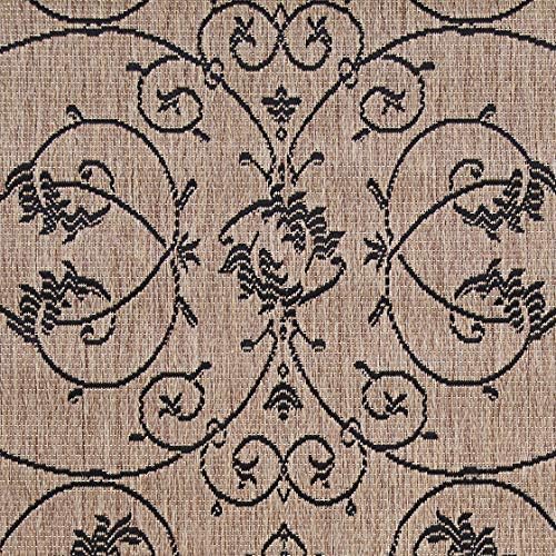 Couristan Recife Veranda Outdoor Square Area Rug for Patio, Brown, 8x8 Ft