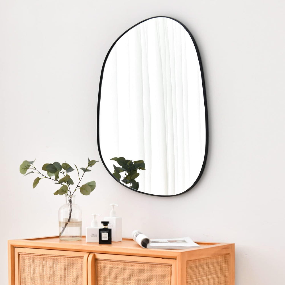 ELEHUME Asymmetrical Wall Mirror for Decor 17.5"*22.5", Modern Blac...