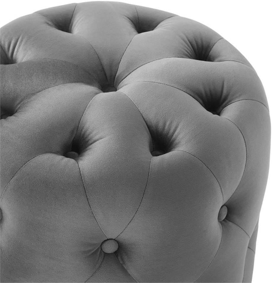 Modway EEI-3778-GRY Anthem Tufted Button Round Performance Velvet Ottoman, Gray