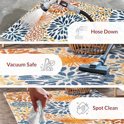 nuLOOM Monique Blue Floral & Paisley Indoor/Outdoor Area Rug, 8' Square