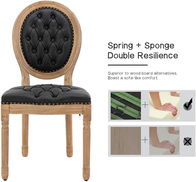 French Country Dining Chairs Set of 6, Black Kitchen & Dining Room Chairs...