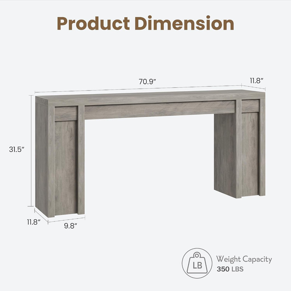 GAOMON 70.9" Farmhouse Cherrywood Console Table - 1.9" Thick Top (3...