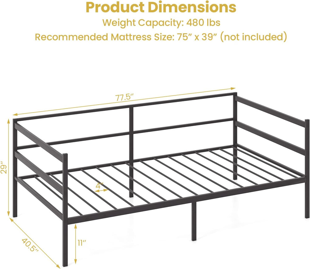 KOMFOTT Twin Size Metal Daybed Frame, Heavy-Duty Metal Slats Support Platform...