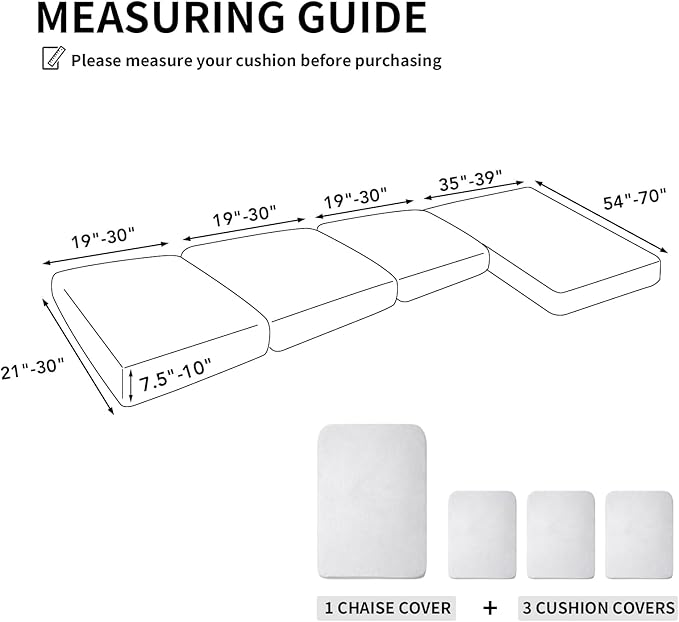 Easy-Going Stretch 4 Pieces Couch Cushion Covers