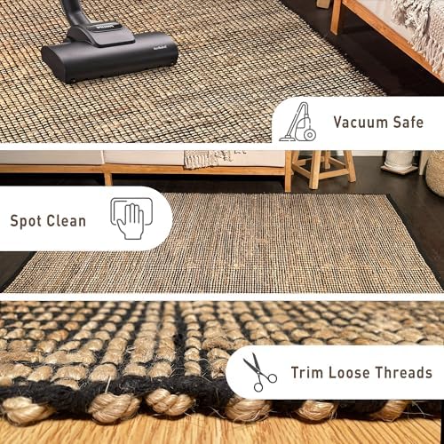 Chardin home 5x7 Jute Cotton Handwoven Area Rug | Braided Boho Farmhouse Rug ...