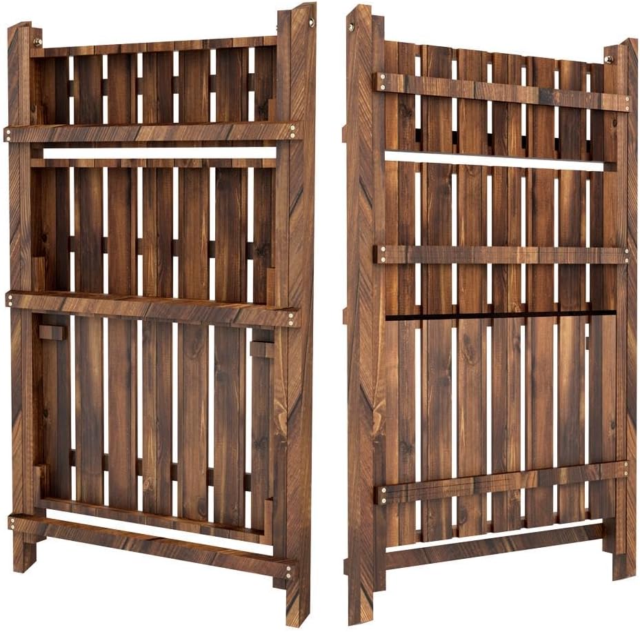 Yaheetech Wooden Plant Stand, 3 Tier Plant Stand, Foldable Ladder Shelves | L...