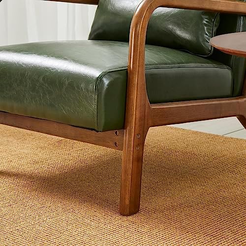 Glitzhome Mid Century Leather Accent Chair, Modern Faux Leather Accent Armcha...