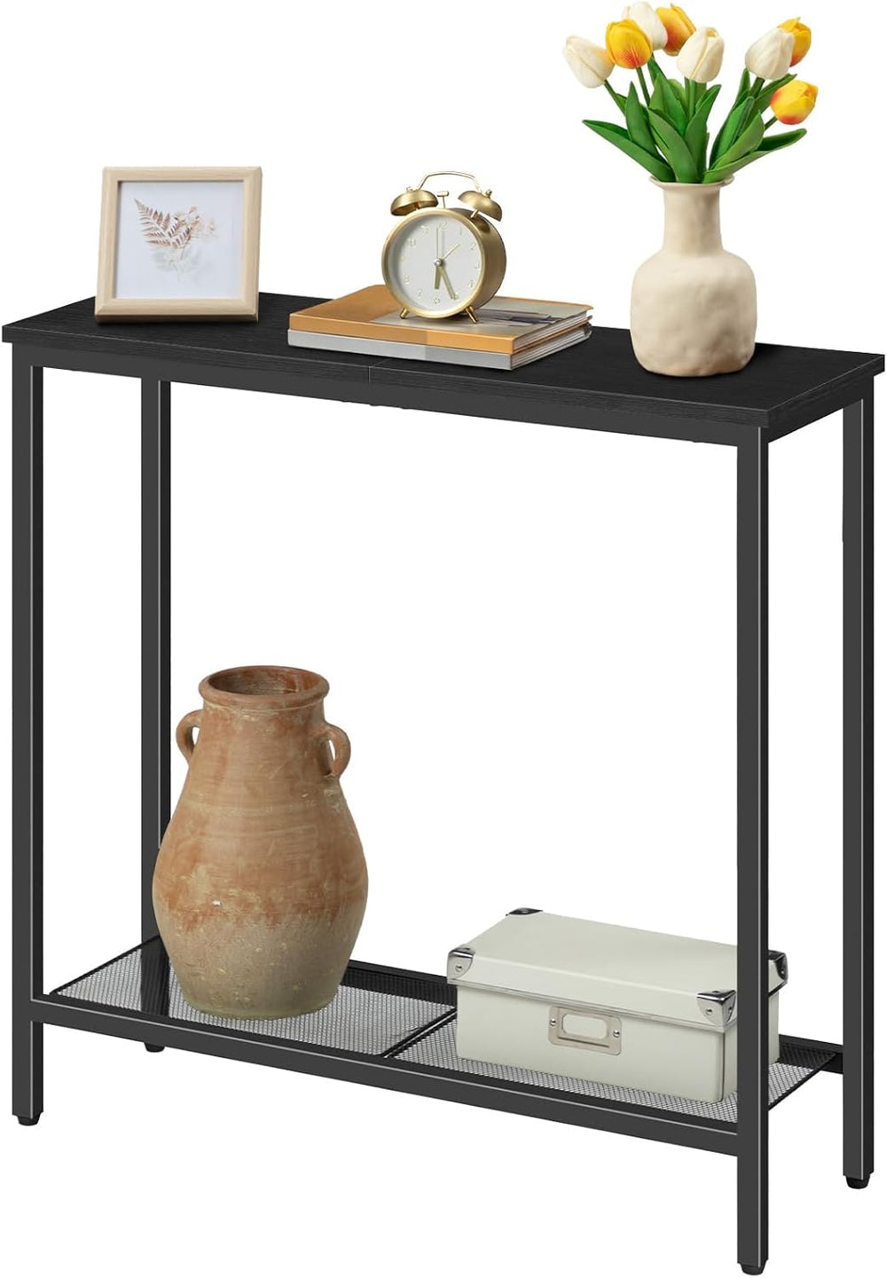 HOOBRO 29.5" Narrow Console Table, Small Entryway Table, 2 Tier Sofa Table