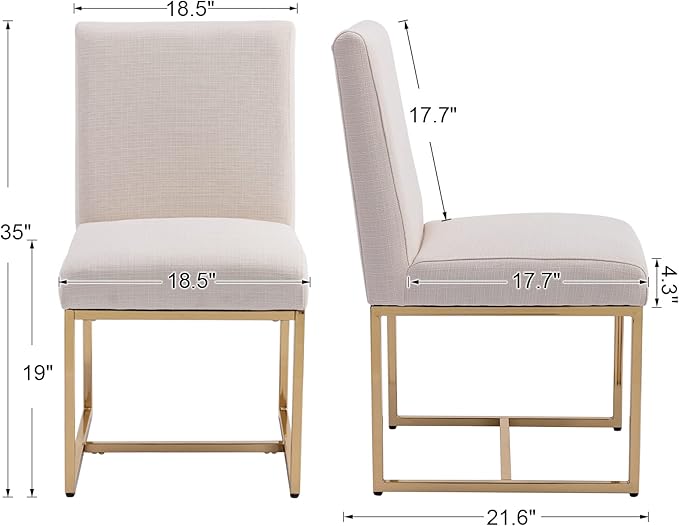 CIMOTA Modern Dining Chairs Set of 2, Upholstered Dining Room Chairs Armless ...