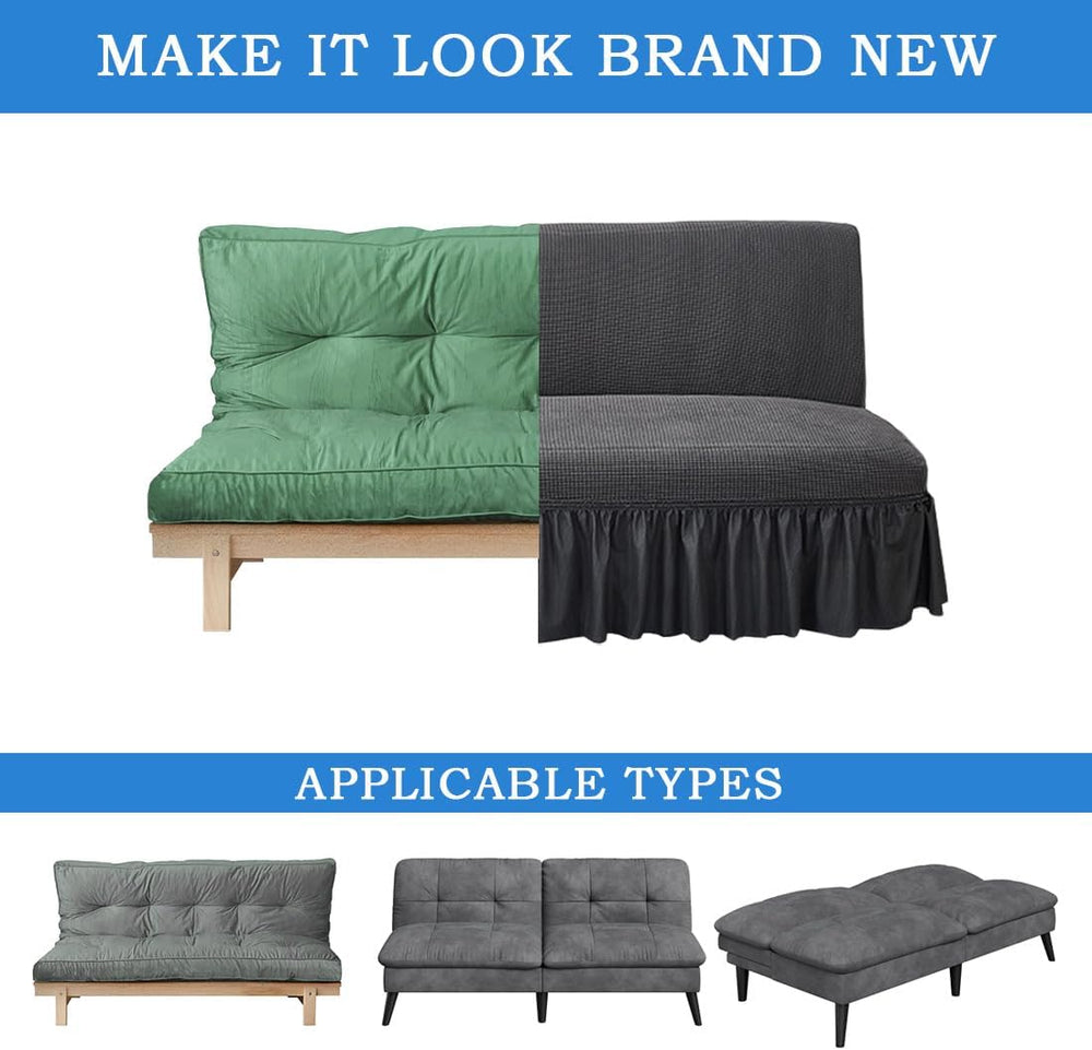 Futon Cover Slipcover Removable Armless Sofa Bed Slipcovers Full Size with Sk...