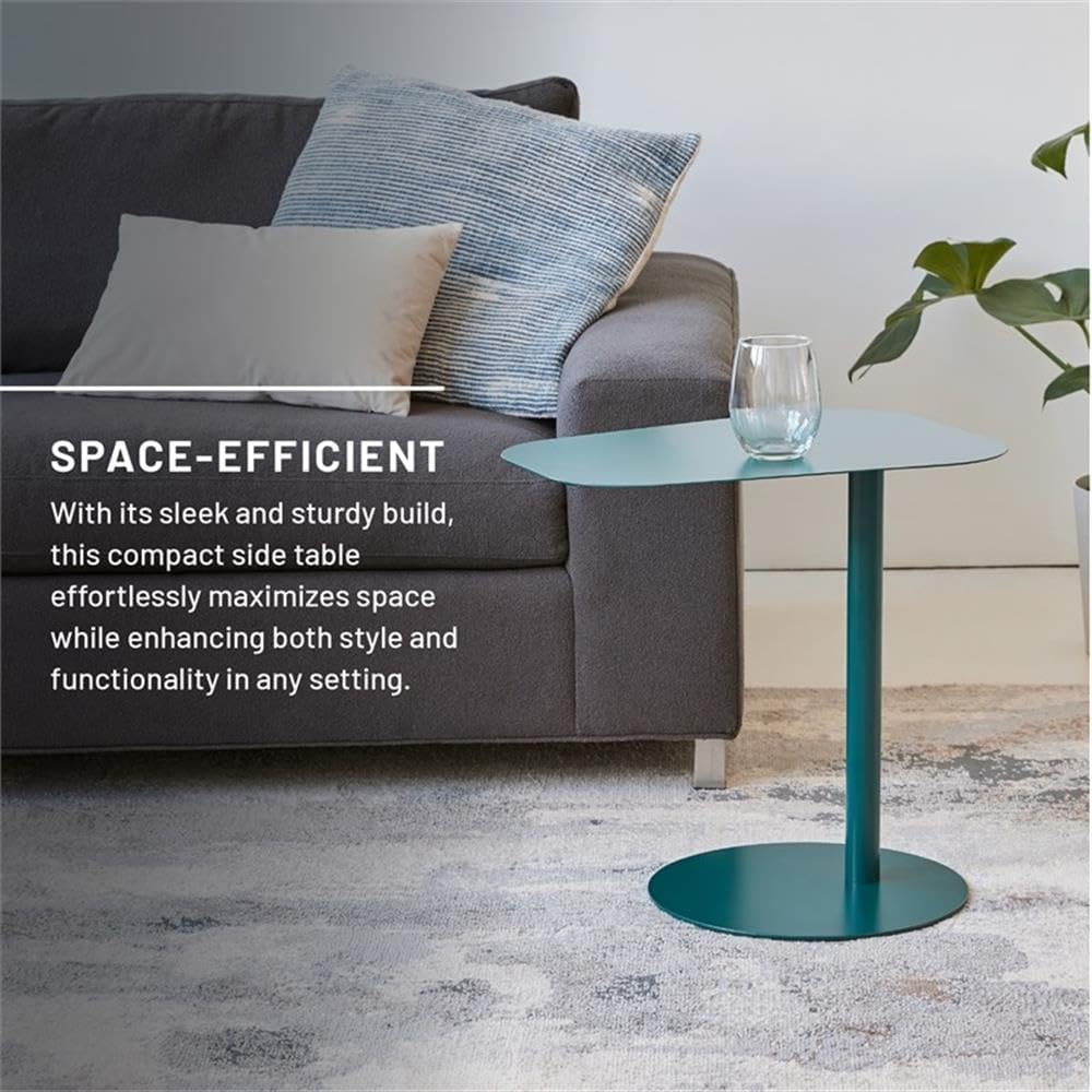 Pemberly Row Modern Metal End Table, 20 in H x 19.75 in W, C-Shaped Space-Sav...