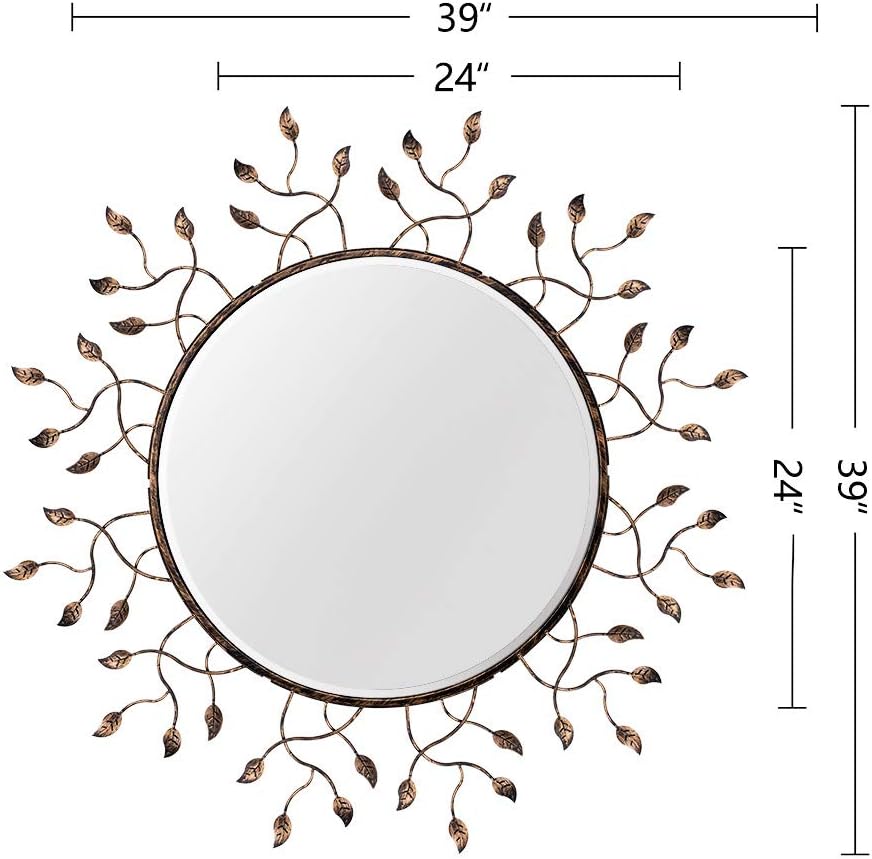 Chende Round Decorative Mirror for Wall Decor, 39" x 39" Large Livi...