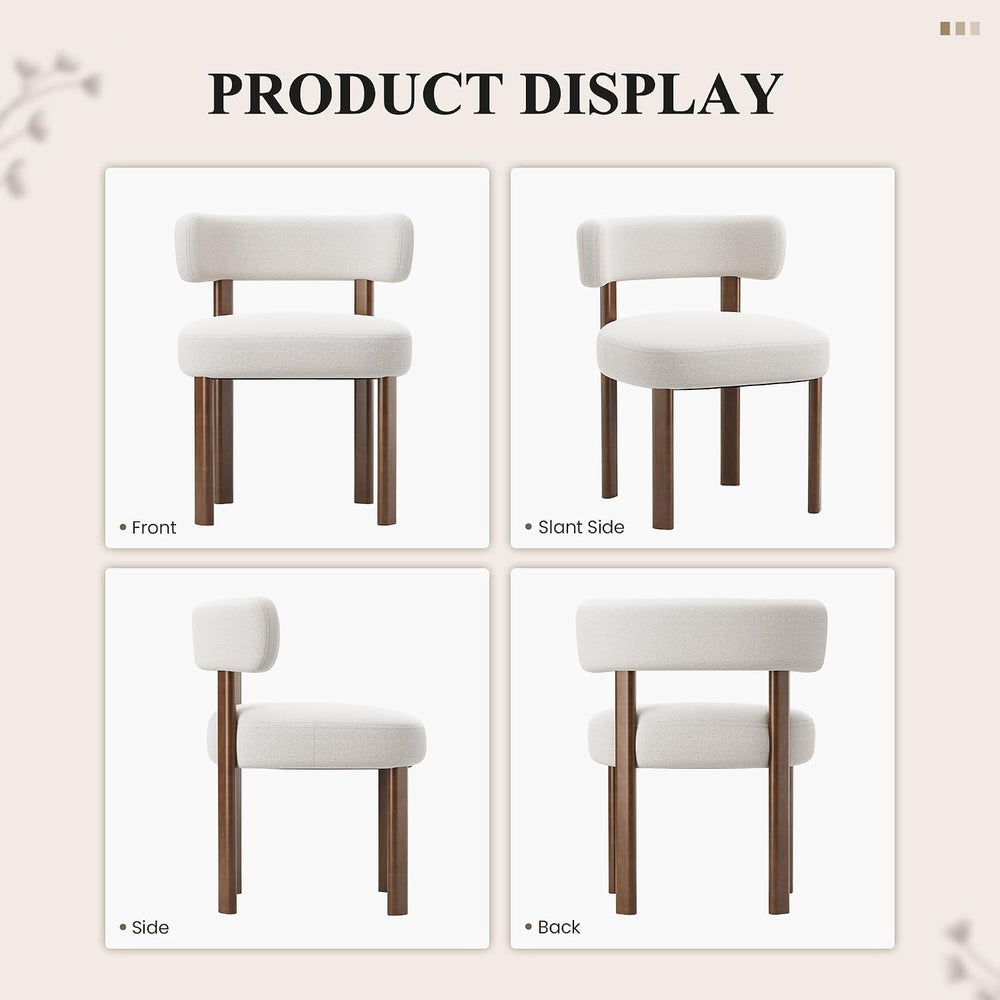 Mid-Century Modern Upholstered Dining Chairs Set of 2, Beige