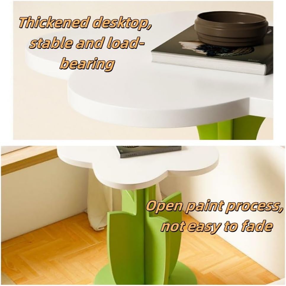 Flower Shape Side Table, Modern Creative Bedside Table, Multifunctional Coffe...