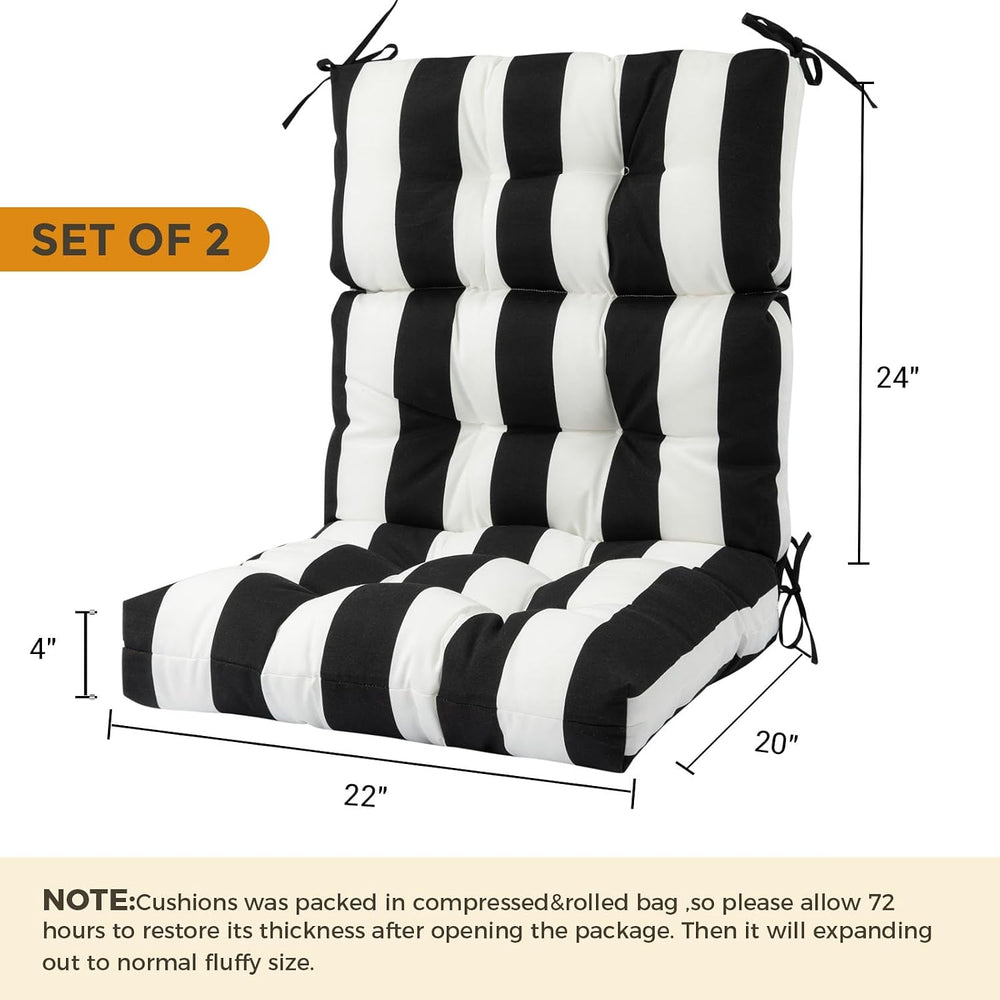FUNHOME High Back Chair Cushions Set of 2,Fade-Resistant Adirondack Chair Cus...