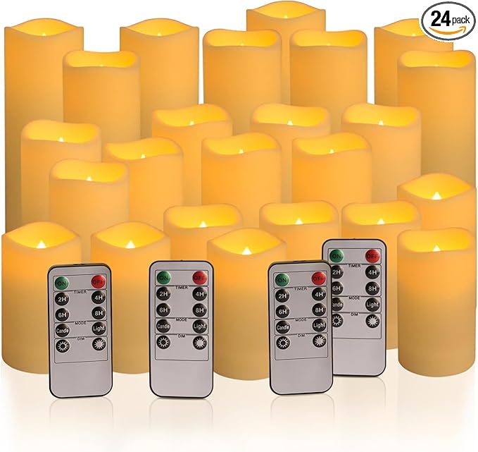 24-Pack LED Flameless Candles with Remote Control -Remote flameless Candles- ...
