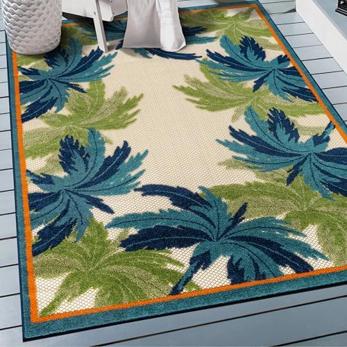 Rugshop Tropical High-Low Textured Indoor Outdoor Rug Multi 4' x 6'